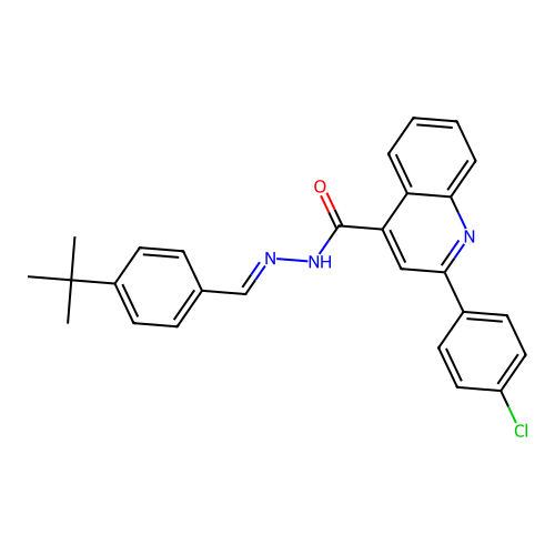 N-[(E)-(4-tert-butylphenyl)methylideneamino]-2-(4-chlorophenyl)quinoline-4-carboxamide structure