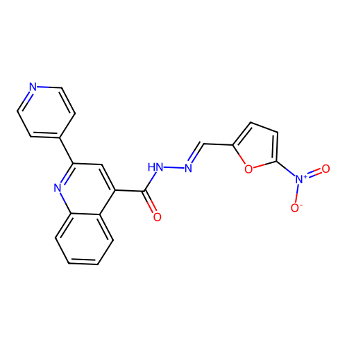 N'-({5-nitro-2-furyl}methylene)-2-(4-pyridinyl)-4-quinolinecarbohydrazide structure