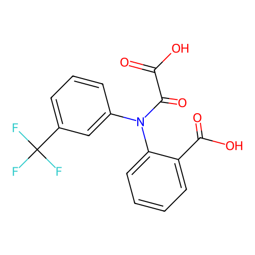 2-{(Carboxycarbonyl)[3-(trifluoromethyl)phenyl]amino}benzoic acid structure