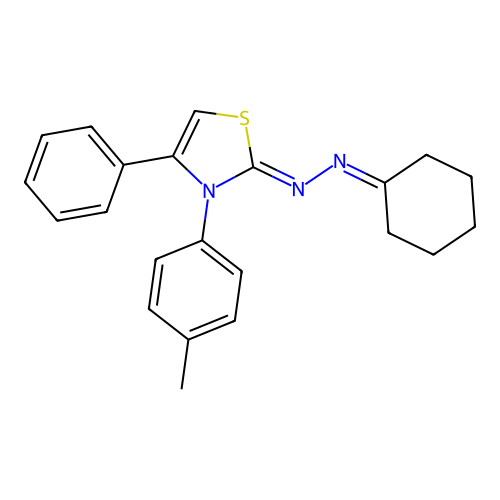 (Z)-2-(cyclohexylidenehydrazono)-4-phenyl-3-(p-tolyl)-2,3-dihydrothiazole structure