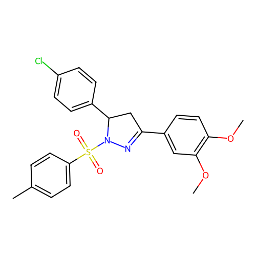 3-(4-chlorophenyl)-5-(3,4-dimethoxyphenyl)-2-(4-methylphenyl)sulfonyl-3,4-dihydropyrazole structure