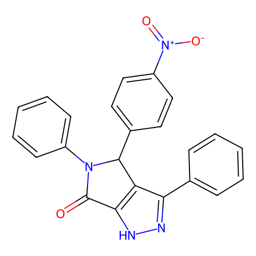 4-(4-nitrophenyl)-3,5-diphenyl-4,5-dihydropyrrolo[3,4-c]pyrazol-6(1H)-one structure