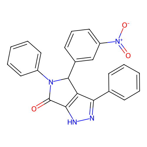4-(3-nitrophenyl)-3,5-diphenyl-4,5-dihydropyrrolo[3,4-c]pyrazol-6(1H)-one structure