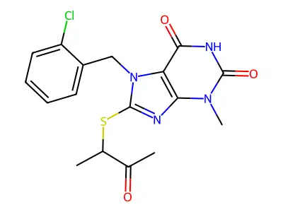 7-(2-CL-Benzyl)-3-ME-8-((1-ME-2-oxopropyl)thio)-3,7-dihydro-1H-purine-2,6-dione structure