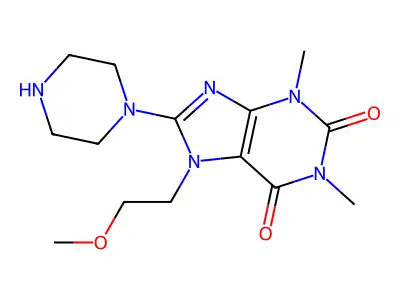7-(2-Methoxy-ethyl)-1,3-dimethyl-8-piperazin-1-yl-3,7-dihydro-purine-2,6-dione structure