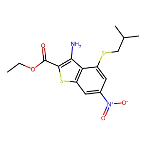 Ethyl 3-amino-6-nitro-4-(isobutylsulfanyl)-1-benzothiophene-2-carboxylate structure
