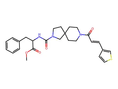 Methyl N-{8-[3-(thiophen-3-yl)acryloyl]-2,8-diazaspiro[4.5]decane-2-carbonyl}phenylalaninate structure