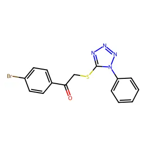 1-(4-bromophenyl)-2-[(1-phenyl-1H-1,2,3,4-tetrazol-5-yl)sulfanyl]ethan-1-one structure