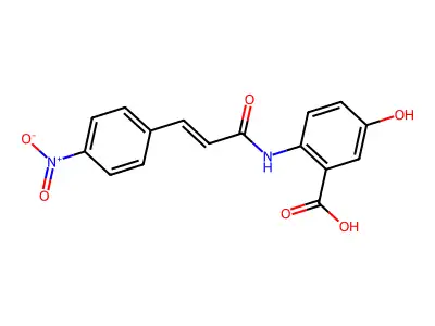 5-hydroxy-2-{[(2E)-3-(4-nitrophenyl)prop-2-enoyl]amino}benzoic acid structure
