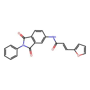 (E)-N-(1,3-dioxo-2-phenylisoindol-5-yl)-3-(furan-2-yl)prop-2-enamide structure