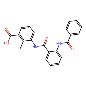 2-Methyl-3-[({2-[(phenylcarbonyl)amino]phenyl}carbonyl)amino]benzoic acid structure