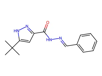 N-(benzylideneamino)-5-tert-butyl-1H-pyrazole-3-carboxamide structure