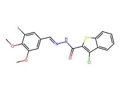 3-chloro-N'-[(E)-(3-iodo-4,5-dimethoxyphenyl)methylidene]-1-benzothiophene-2-carbohydrazide structure