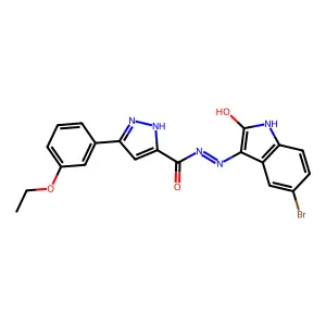 (E)-N'-(5-bromo-2-oxoindolin-3-ylidene)-3-(3-ethoxyphenyl)-1H-pyrazole-5-carbohydrazide structure