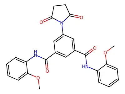 5-(2,5-dioxopyrrolidin-1-yl)-N,N'-bis(2-methoxyphenyl)benzene-1,3-dicarboxamide structure