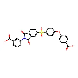 3-(5-((4-(4-carboxyphenoxy)phenyl)sulfonyl)-1,3-dioxoisoindolin-2-yl)benzoic acid structure