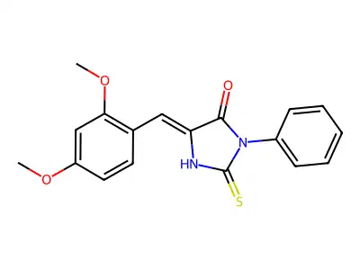 (5Z)-5-(2,4-dimethoxybenzylidene)-3-phenyl-2-thioxoimidazolidin-4-one structure