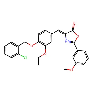 (4E)-4-[[4-[(2-chlorophenyl)methoxy]-3-ethoxyphenyl]methylidene]-2-(3-methoxyphenyl)-1,3-oxazol-5-one structure