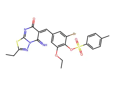 6-[[3-Bromo-5-ethoxy-4-[[(4-methylphenyl)sulfonyl]oxy]phenyl]methylene]-2-ethyl-5,6-dihydro-5-imino-7H-1,3,4-thiadiazolo[3,2-a]pyrimidin-7-one structure