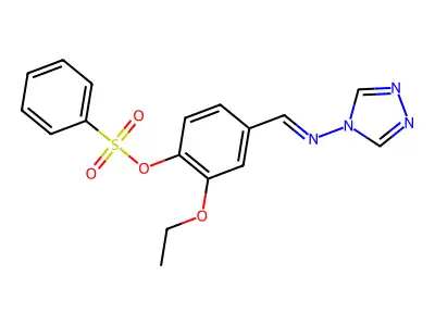 2-ethoxy-4-[(E)-(4H-1,2,4-triazol-4-ylimino)methyl]phenyl benzenesulfonate structure
