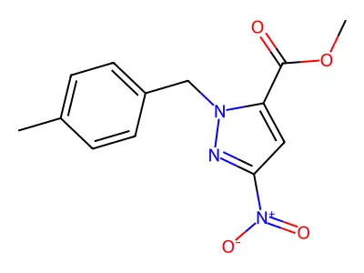 methyl 1-(4-methylbenzyl)-3-nitro-1H-pyrazole-5-carboxylate structure
