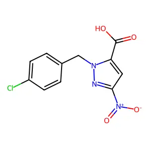 1-(4-chlorobenzyl)-3-nitro-1H-pyrazole-5-carboxylic acid structure