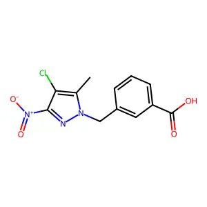 3-[(4-Chloro-5-methyl-3-nitropyrazolyl)methyl]benzoic acid structure