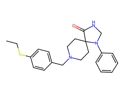 8-[(4-Ethylsulfanylphenyl)methyl]-1-phenyl-1,3,8-triazaspiro[4.5]decan-4-one structure