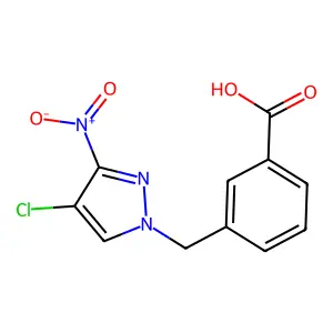 3-[(4-chloro-3-nitro-1H-pyrazol-1-yl)methyl]benzoic acid structure