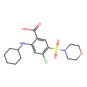 4-Chloro-2-(cyclohexylamino)-5-(4-morpholinylsulfonyl)benzoic acid structure