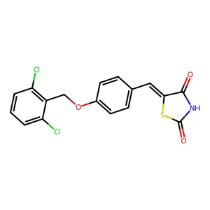 (5E)-5-{4-[(2,6-dichlorobenzyl)oxy]benzylidene}-1,3-thiazolidine-2,4-dione structure