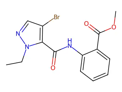 methyl 2-{[(4-bromo-1-ethyl-1H-pyrazol-5-yl)carbonyl]amino}benzoate structure