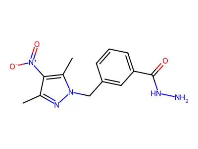 3-[(3,5-dimethyl-4-nitro-1H-pyrazol-1-yl)methyl]benzohydrazide structure