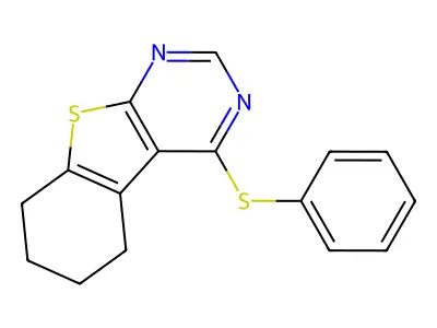 4-(Phenylsulfanyl)-5,6,7,8-tetrahydro[1]benzothieno[2,3-d]pyrimidine structure