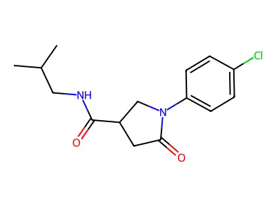 1-(4-chlorophenyl)-N-(2-methylpropyl)-5-oxopyrrolidine-3-carboxamide structure