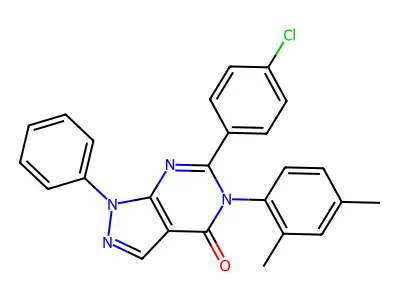 6-(4-chlorophenyl)-5-(2,4-dimethylphenyl)-1-phenyl-1,5-dihydro-4H-pyrazolo[3,4-d]pyrimidin-4-one structure