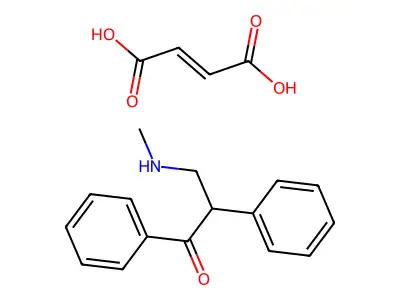 But-2-enedioic acid;3-(methylamino)-1,2-diphenylpropan-1-one structure
