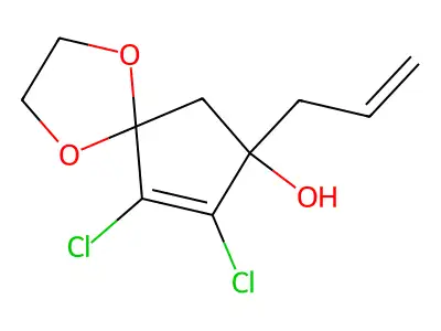 1,4-Dioxaspiro[4.4]non-8-en-7-ol, 8,9-dichloro-7-(2-propenyl)- structure