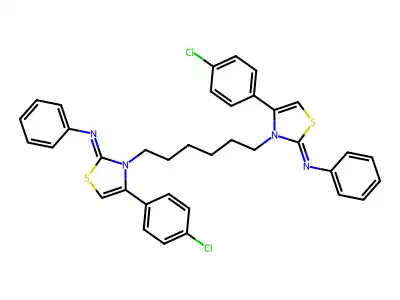 3,3'-(Hexane-1,6-diyl)bis[4-(4-chlorophenyl)-N-phenyl-1,3-thiazol-2(3H)-imine] structure