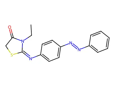 (Z)-3-ethyl-2-((4-((Z)-phenyldiazenyl)phenyl)imino)thiazolidin-4-one structure