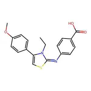 (Z)-4-((3-ethyl-4-(4-methoxyphenyl)thiazol-2(3H)-ylidene)amino)benzoic acid structure