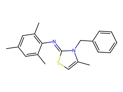 (Z)-N-(3-benzyl-4-methylthiazol-2(3H)-ylidene)-2,4,6-trimethylaniline structure