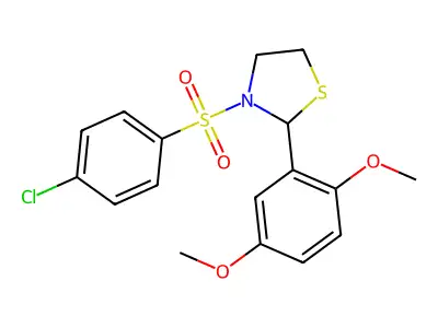 3-((4-Chlorophenyl)sulfonyl)-2-(2,5-dimethoxyphenyl)thiazolidine structure