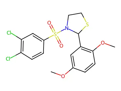3-((3,4-Dichlorophenyl)sulfonyl)-2-(2,5-dimethoxyphenyl)thiazolidine structure