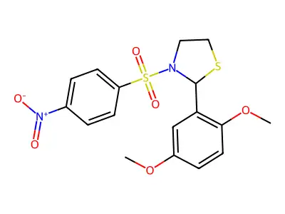 2-(2,5-Dimethoxyphenyl)-3-(4-nitrobenzenesulfonyl)-1,3-thiazolidine structure
