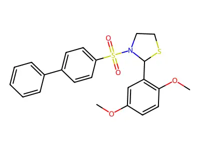2-(2,5-Dimethoxyphenyl)-3-(4-phenylphenyl)sulfonyl-1,3-thiazolidine structure