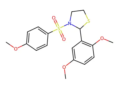 2-(2,5-Dimethoxyphenyl)-3-((4-methoxyphenyl)sulfonyl)thiazolidine structure