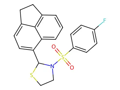 2-(1,2-Dihydroacenaphthylen-5-yl)-3-((4-fluorophenyl)sulfonyl)thiazolidine structure