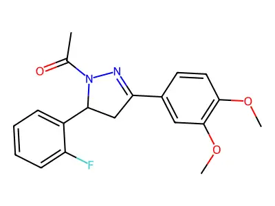 1-[5-(3,4-Dimethoxyphenyl)-3-(2-fluorophenyl)-3,4-dihydropyrazol-2-yl]ethanone structure