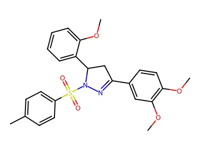 3-(3,4-dimethoxyphenyl)-5-(2-methoxyphenyl)-1-tosyl-4,5-dihydro-1H-pyrazole structure